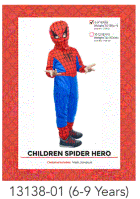 Spiderman Costume - Children Spider Hero Costume 6-9 years