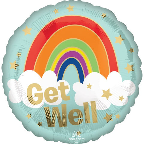 Foil Balloon 17'' - Get Well Golden Rainbow