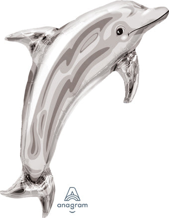 Foil Balloon Supershape - Silver Dolphin