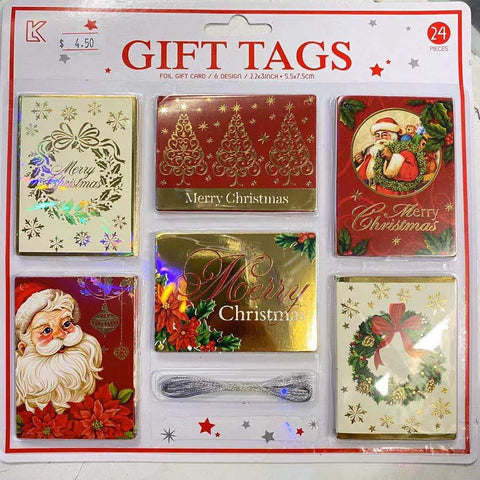 Xmas Gold Foiled Gift Tags 24pc